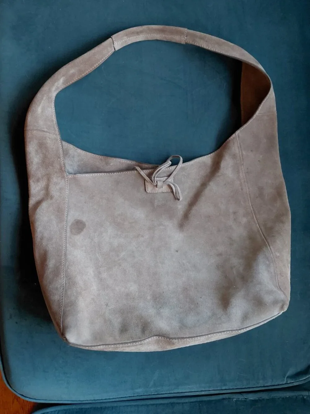 Lucky Brand Genuine Suede Slouchy Hobo Bag With Bow Detail